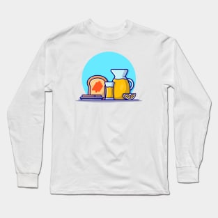 Orange Juice with Toast Bread Cartoon Vector Icon Illustration Long Sleeve T-Shirt